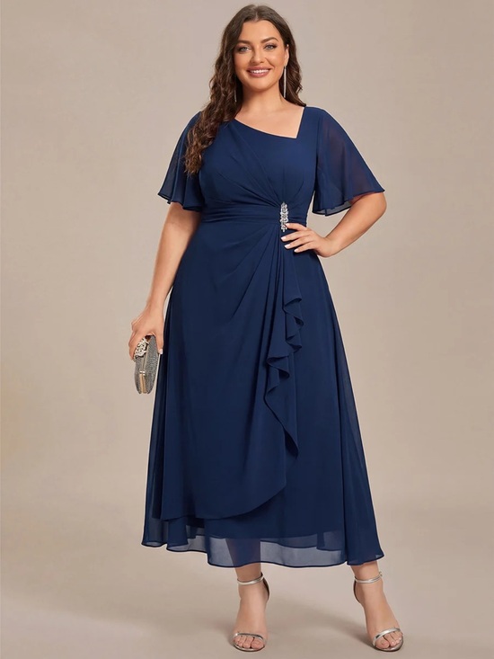 None Dresses & Skirts - 🆕 Plus Size Chiffon Ruffle Sleeve Formal Dress